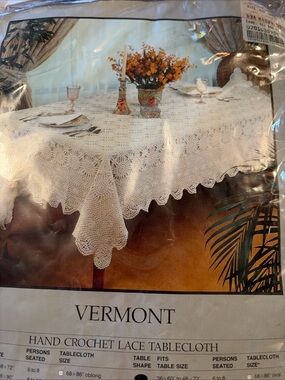 Vermont Hand-Crochet Lace Tablecloth in White
